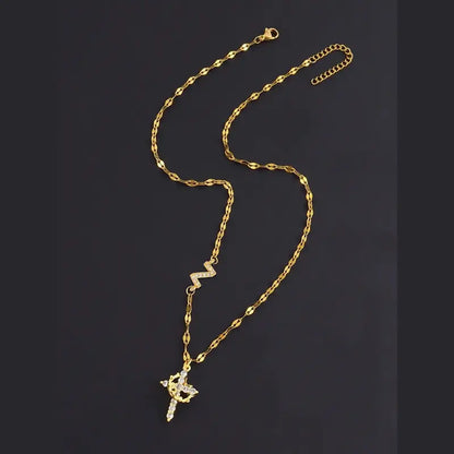 Crystal Initial Cross Necklace