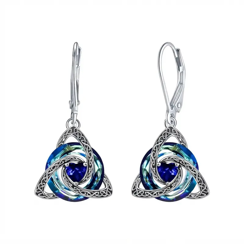 Celtic Trinity Knot Birthstone Earrings