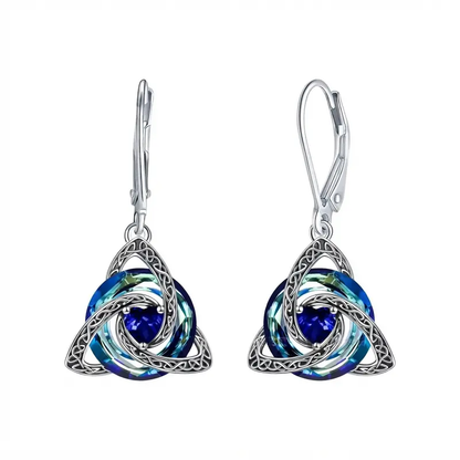 Celtic Trinity Knot Birthstone Earrings