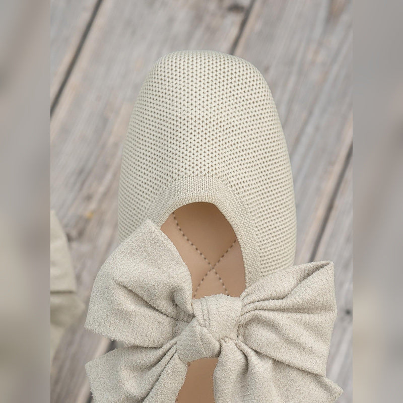 Retro Knit Bow Mary Jane Flats