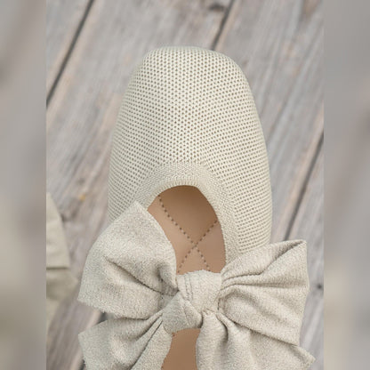 Retro Knit Bow Mary Jane Flats