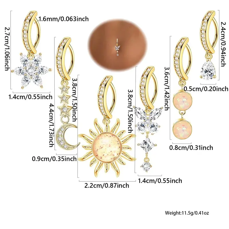 Rhinestone Butterfly & Flower Belly Ring