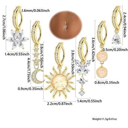 Rhinestone Butterfly & Flower Belly Ring