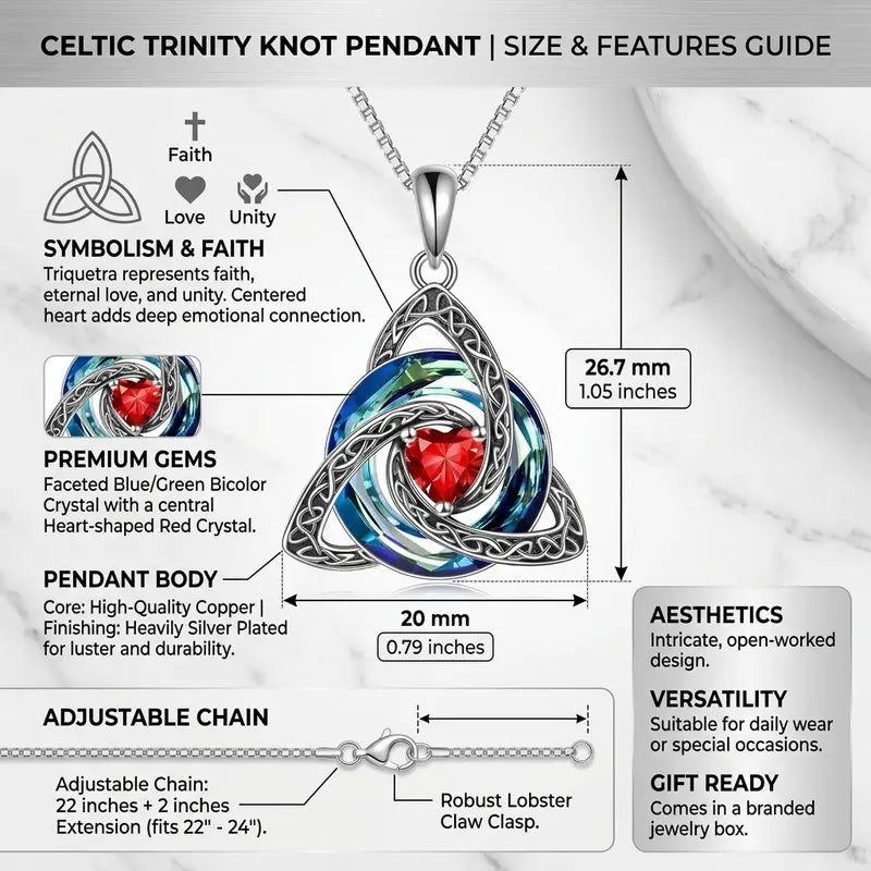 Celtic Trinity Knot Birthstone Necklace