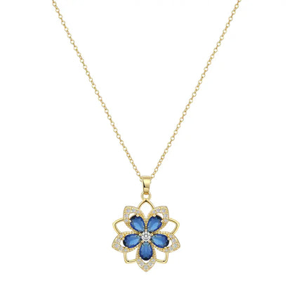Rotating Birthstone Flower Necklace