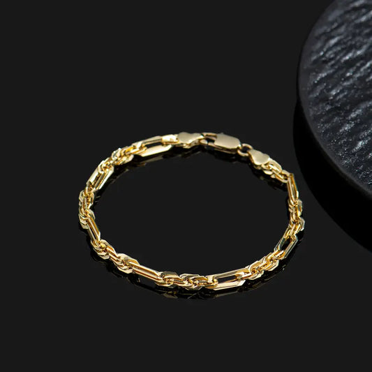 14K Gold-Plated Diamond-Cut Rope Chain Bracelet