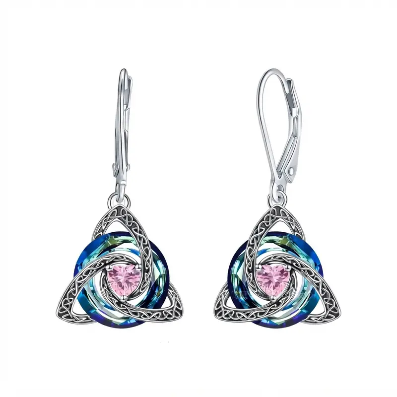 Celtic Trinity Knot Birthstone Earrings