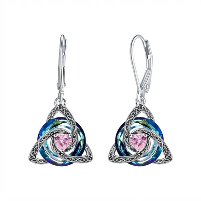 Celtic Trinity Knot Birthstone Earrings