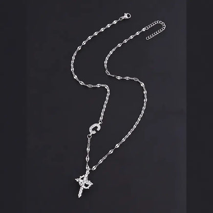 Crystal Initial Cross Necklace