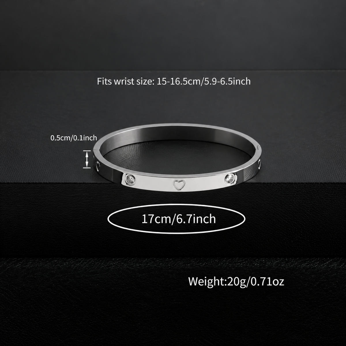 3-Piece 18K Gold-Plated Heart Bangle Set