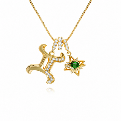 18K Gold-Plated Colorful Zodiac Star Necklace