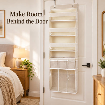 Over-Door Hanging Organizer with Clear-Front Compartments