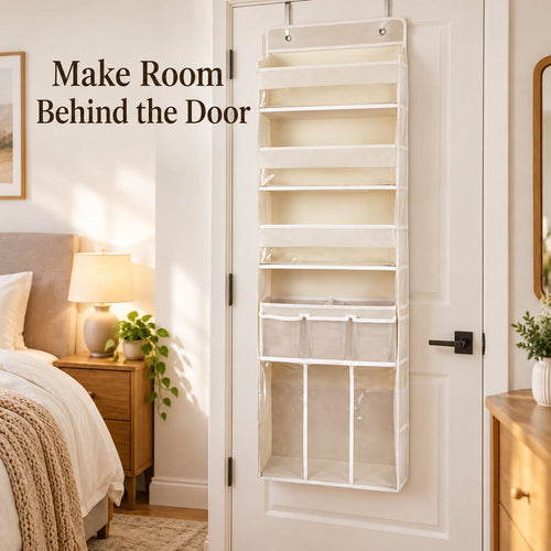 Over-Door Hanging Organizer with Clear-Front Compartments