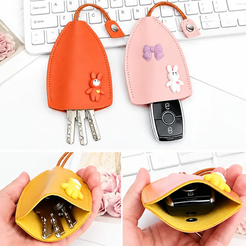 3-Pieces Cute Cartoon Pull-Out Key Case with Quick-Access Loop