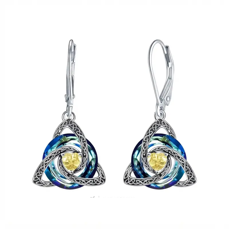 Celtic Trinity Knot Birthstone Earrings