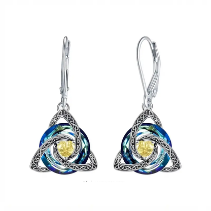 Celtic Trinity Knot Birthstone Earrings