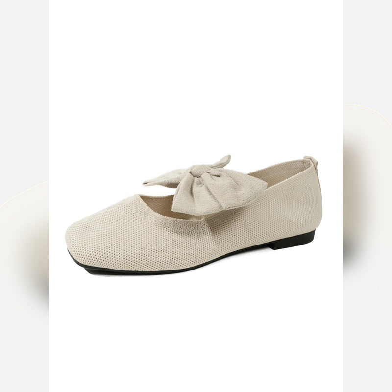 Retro Knit Bow Mary Jane Flats