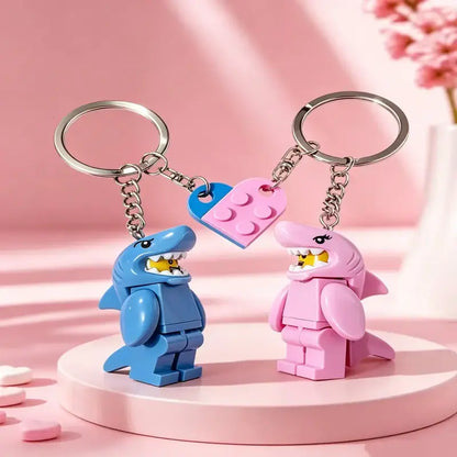 Matching Heart Shark Keychain Set