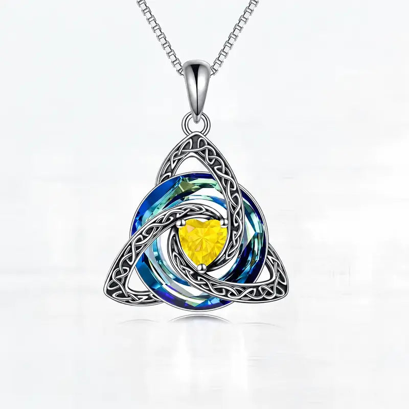 Celtic Trinity Knot Birthstone Necklace