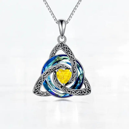Celtic Trinity Knot Birthstone Necklace