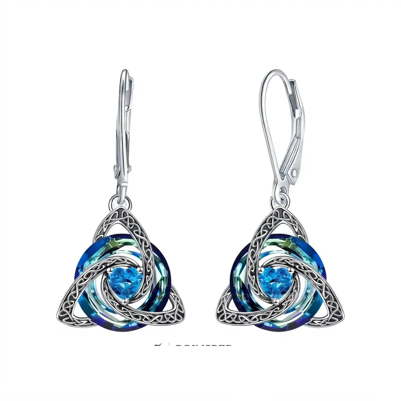 Celtic Trinity Knot Birthstone Earrings