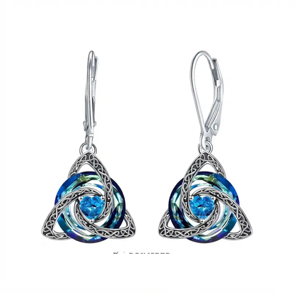 Celtic Trinity Knot Birthstone Earrings