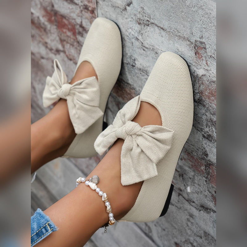 Retro Knit Bow Mary Jane Flats