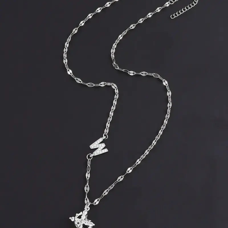 Crystal Initial Cross Necklace