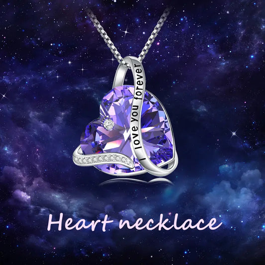 Silver Heart Birthstone Pendant Necklace