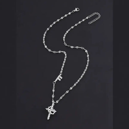 Crystal Initial Cross Necklace