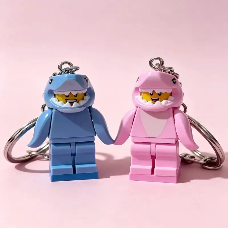 Matching Heart Shark Keychain Set