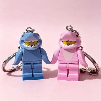 Matching Heart Shark Keychain Set