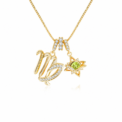 18K Gold-Plated Colorful Zodiac Star Necklace