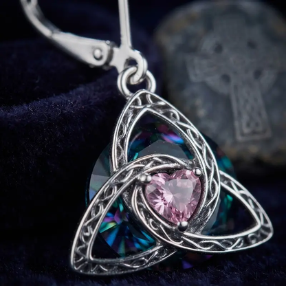 Celtic Trinity Knot Birthstone Earrings