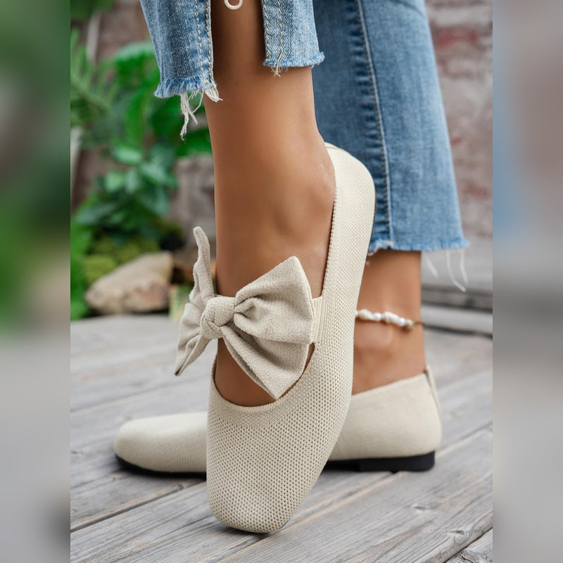 Retro Knit Bow Mary Jane Flats