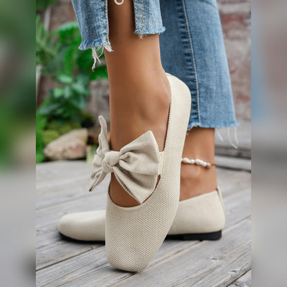 Retro Knit Bow Mary Jane Flats