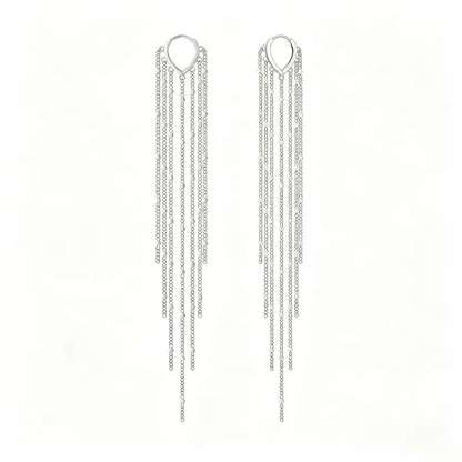 925 Sterling Silver Long Drop Earrings – Chain Dangle Earrings