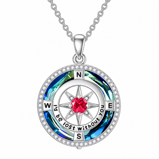 925 Sterling Silver “I’d Be Lost Without You” Compass Necklace