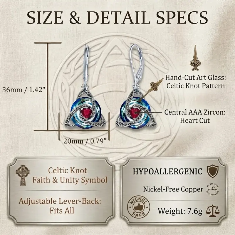 Celtic Trinity Knot Birthstone Earrings