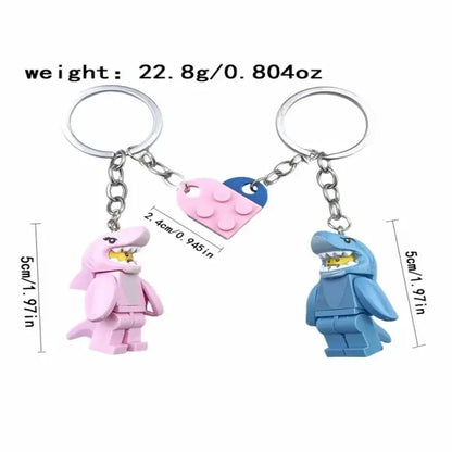 Matching Heart Shark Keychain Set
