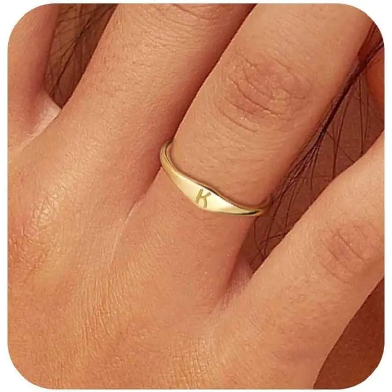 26-Letter Initial Stainless Steel Ring