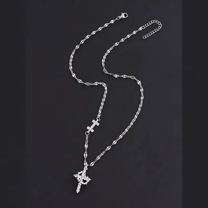 Crystal Initial Cross Necklace