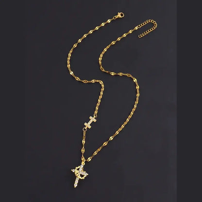 Crystal Initial Cross Necklace