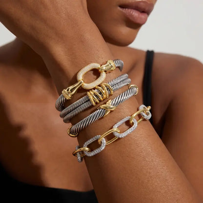 Adjustable Cable & Chain Bracelet Set