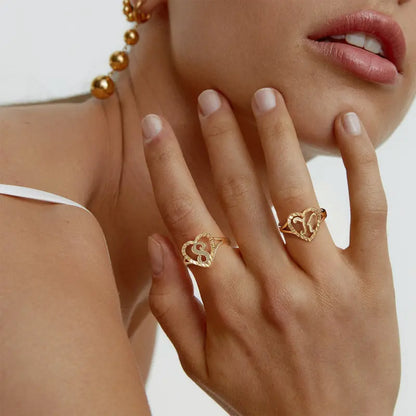Personalized Heart Initial Ring
