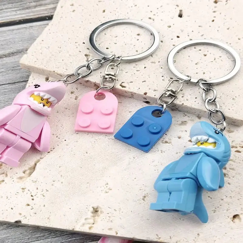 Matching Heart Shark Keychain Set