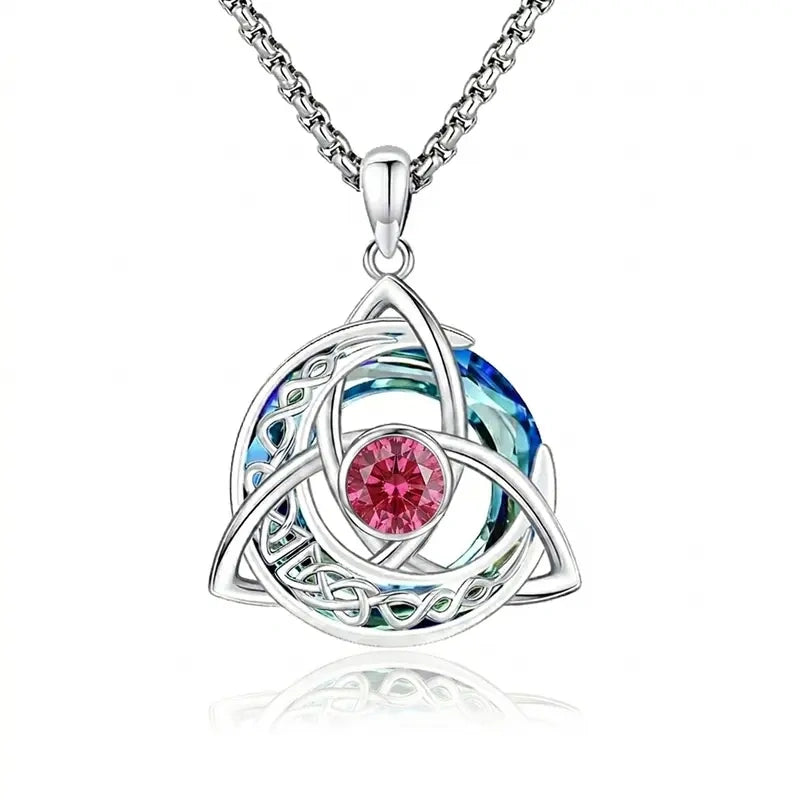 Celtic Crescent Moon Birthstone Necklace