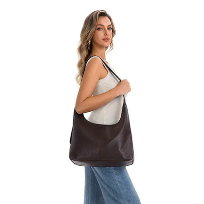Vegan Leather Shoulder Bag with Cosmetic Pouch – Convertible Crossbody Tote