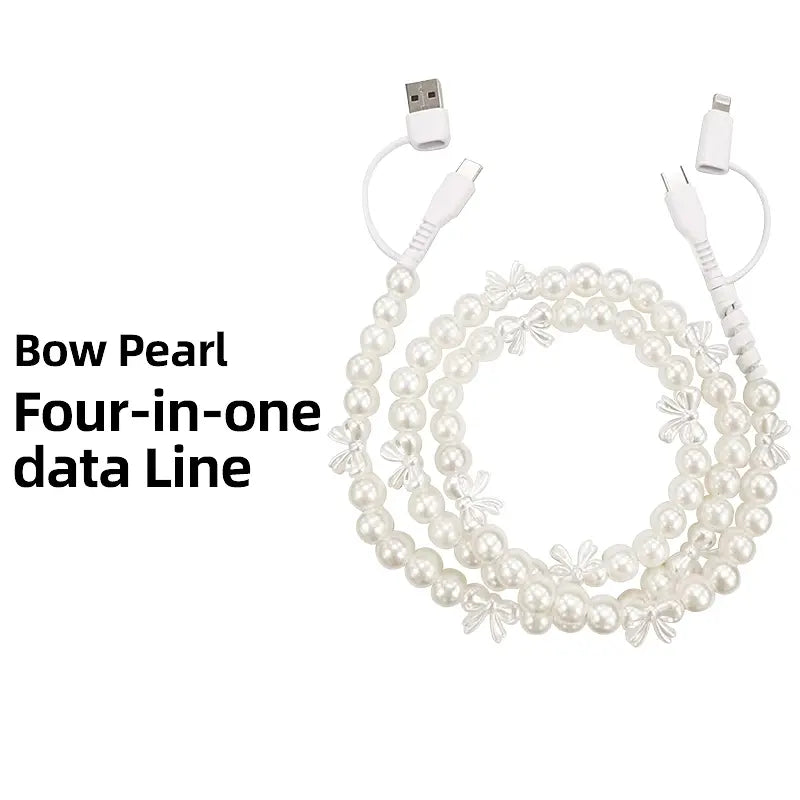 Four-in-One Stylish Pearl-Bead Shine Charging & Data Cable