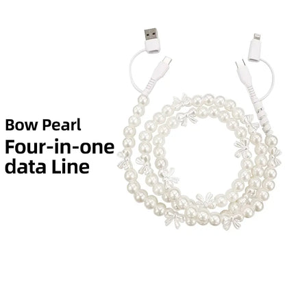 Four-in-One Stylish Pearl-Bead Shine Charging & Data Cable